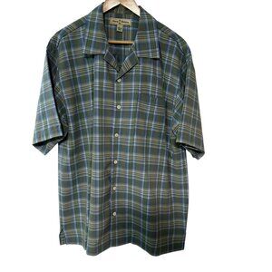 Tommy Bahama Silk Shirt Men's Large Button Up Hawaiian Plaid Resort Vacation